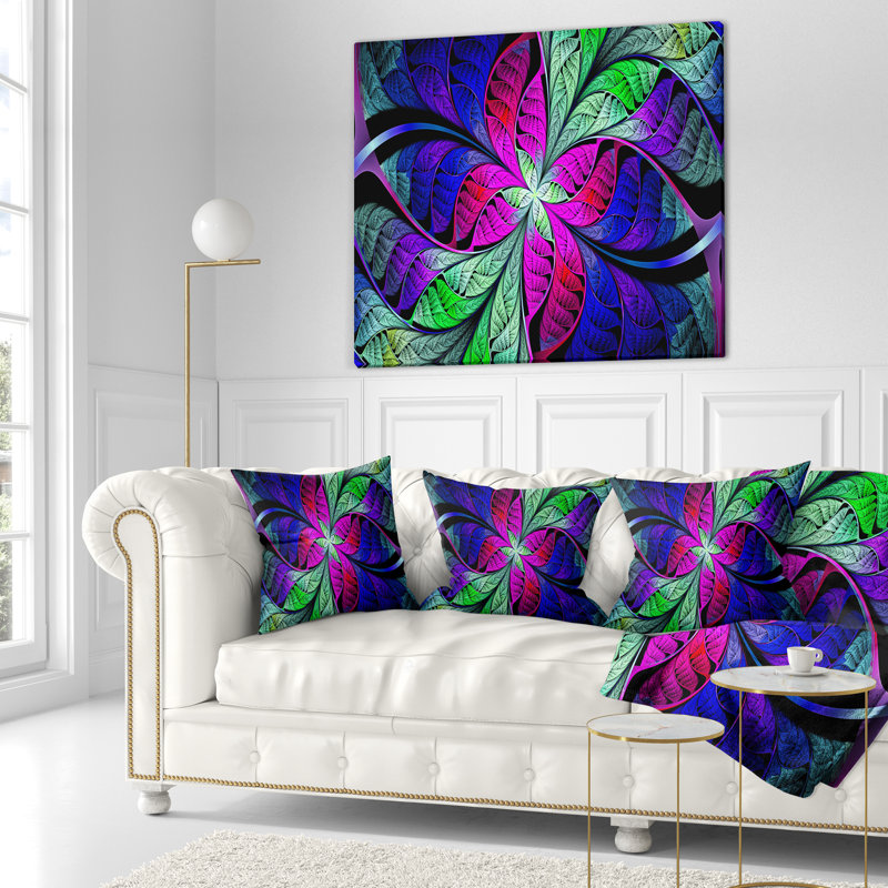 Texture de verre coloré multicolore - coussin imprimé abstrait, 16 po x 16 po, Coussin décoratif