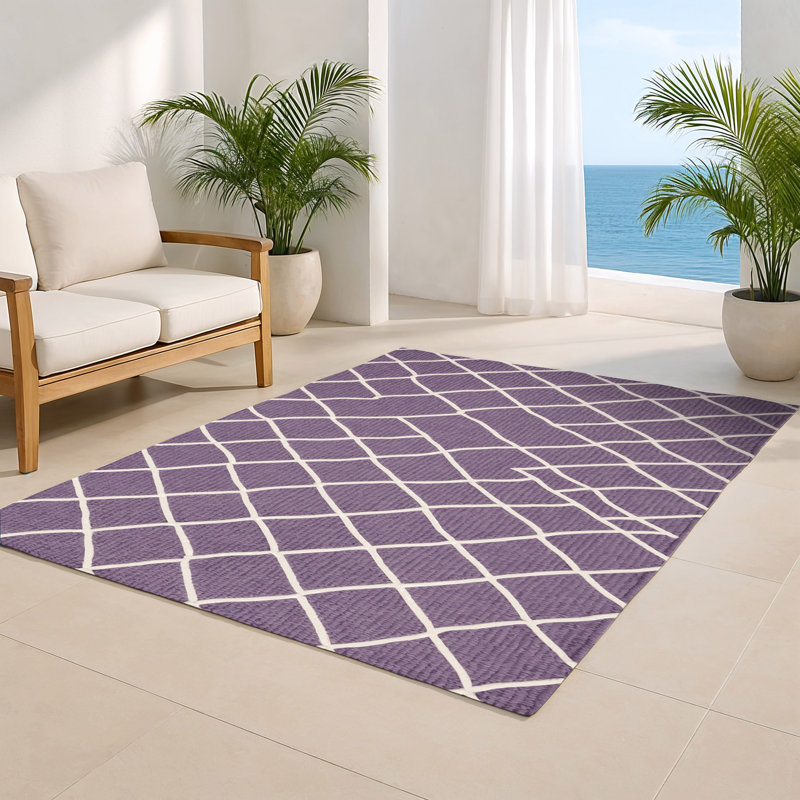 Tapis intérieur et extérieur rose Trellis, Rectangulaire 8 pi x 10 pi
