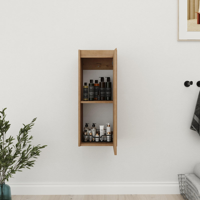 Rangement de salle de bain simple 12 po avec porte à fermeture douce, Naturel