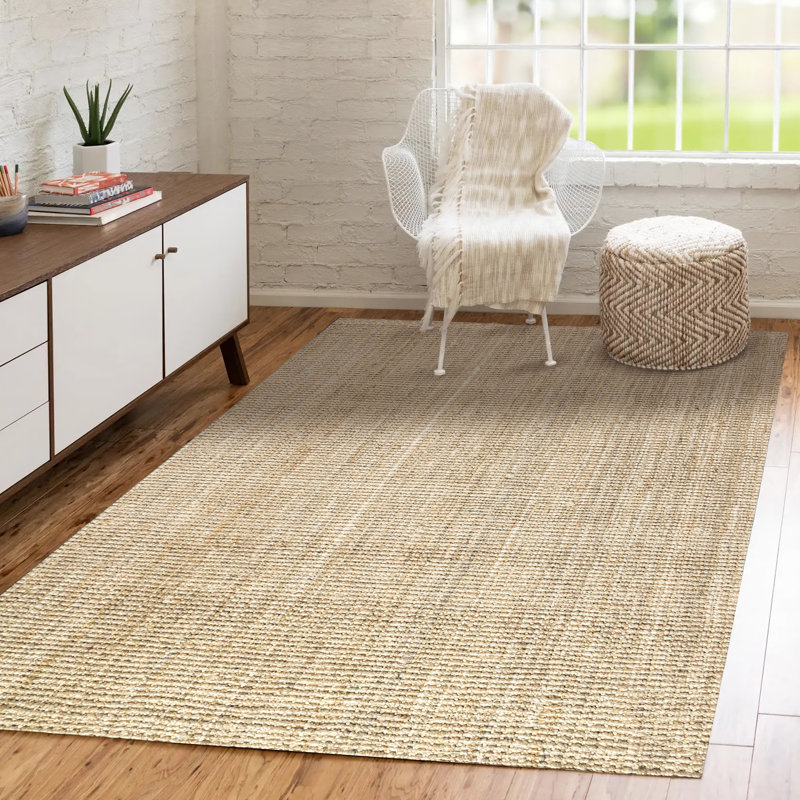 Ehmann Hand Woven Chunky Jute Ivory Rug, Rectangle 6' x 9'