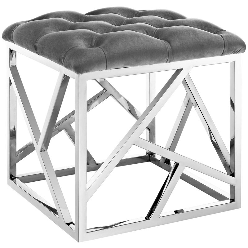 Modway Intersperse Ottoman, Silver, Silver
