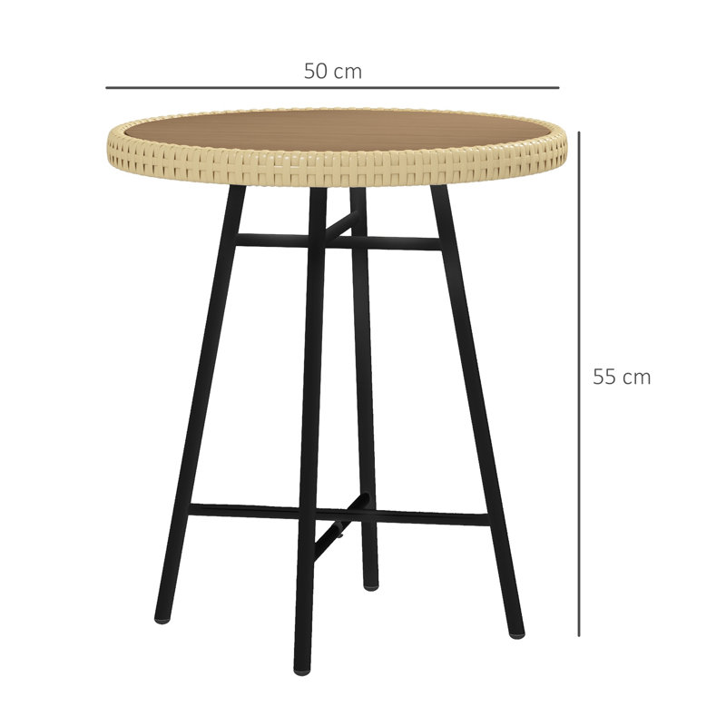 Round Metal Outdoor Side Table , 50cm cm W 50cm cm D, Brown