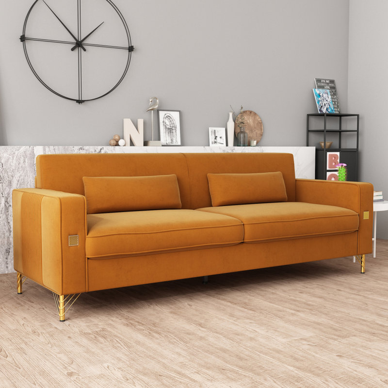 Canapé Lucian Luxe avec détails dorés, Orange