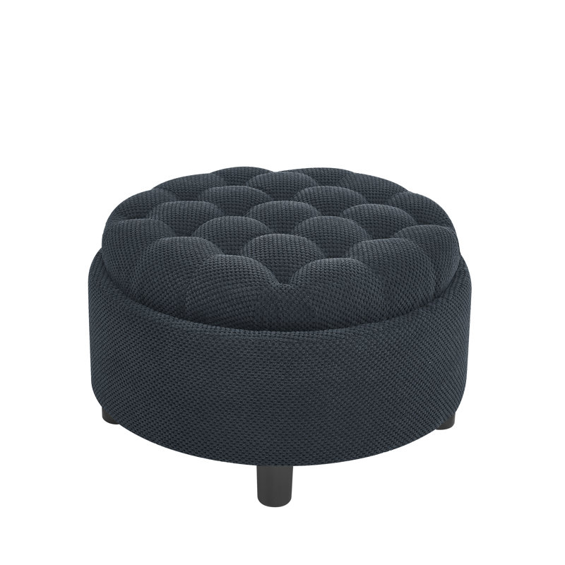 Repose-pieds rond avec rangement, Noir