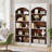 70.86" 5-Tier White & Oak Vintage Library Bookcase For Living Room