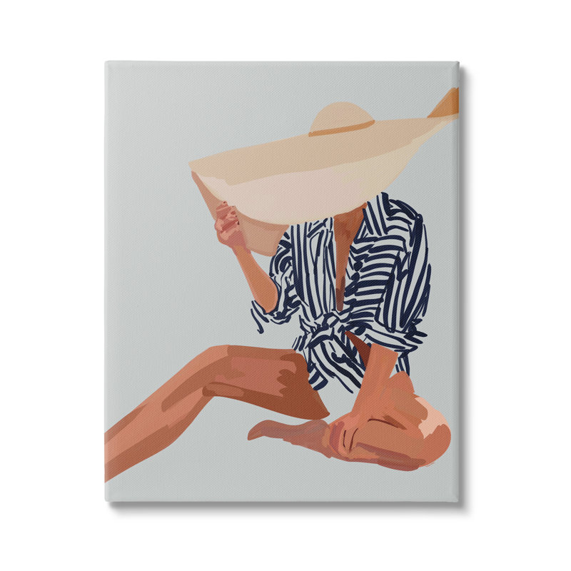 «Woman Obscured By Sun Hat Summer Beach Portrait», art mural sur toile tendue par Amelia Noyes, Toile tendue