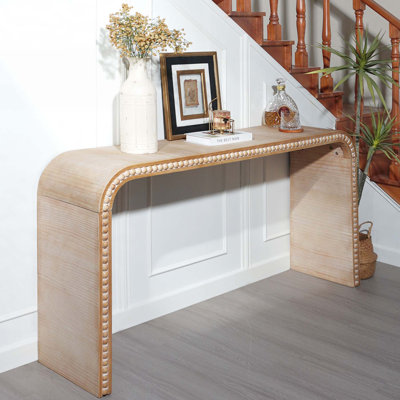 Console avec conception en forme de cascade courbée et détails en perles de bois, parfaite pour les entrées et les salons