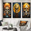 Tête de mort souriante, champignon orange, Halloween amusant - ensemble de 3 têtes de mort-1795587219-1795587231