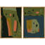 "Modern", abstrait, orange et vert, ensemble géométrique, images de salon, impression sur toile encadrée, 2 pièces-126545423-126545420