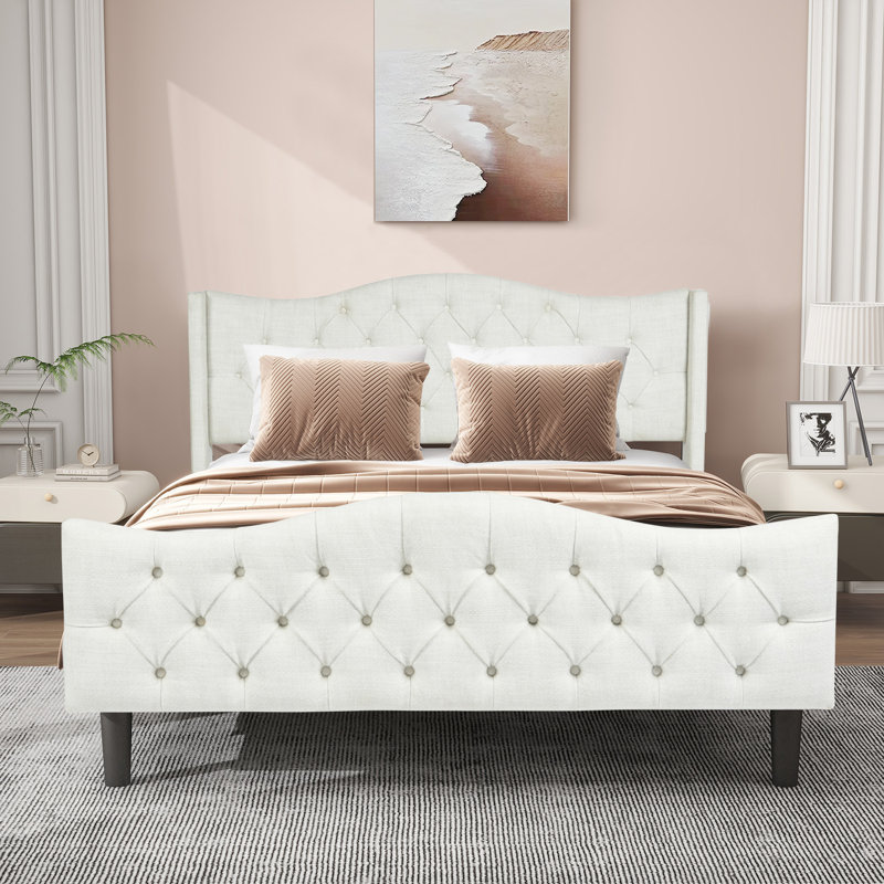 Structure de lit plateforme en tissu bas profilé, aucun sommier tapissier requis, Simple
