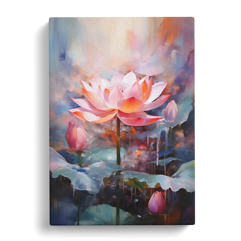 Lotus Flower Action Painting No.2 - Wrapped Canvas, 76cm H x 50cm W x 3cm D