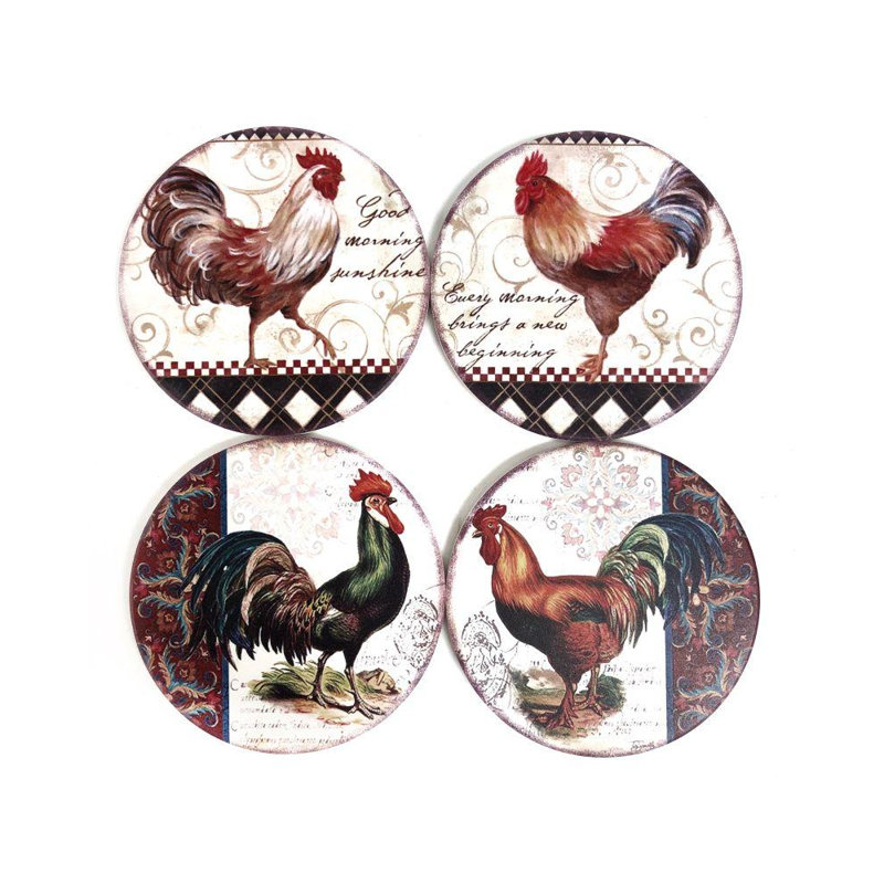 Ceramic Round 4 Piece Coaster Set