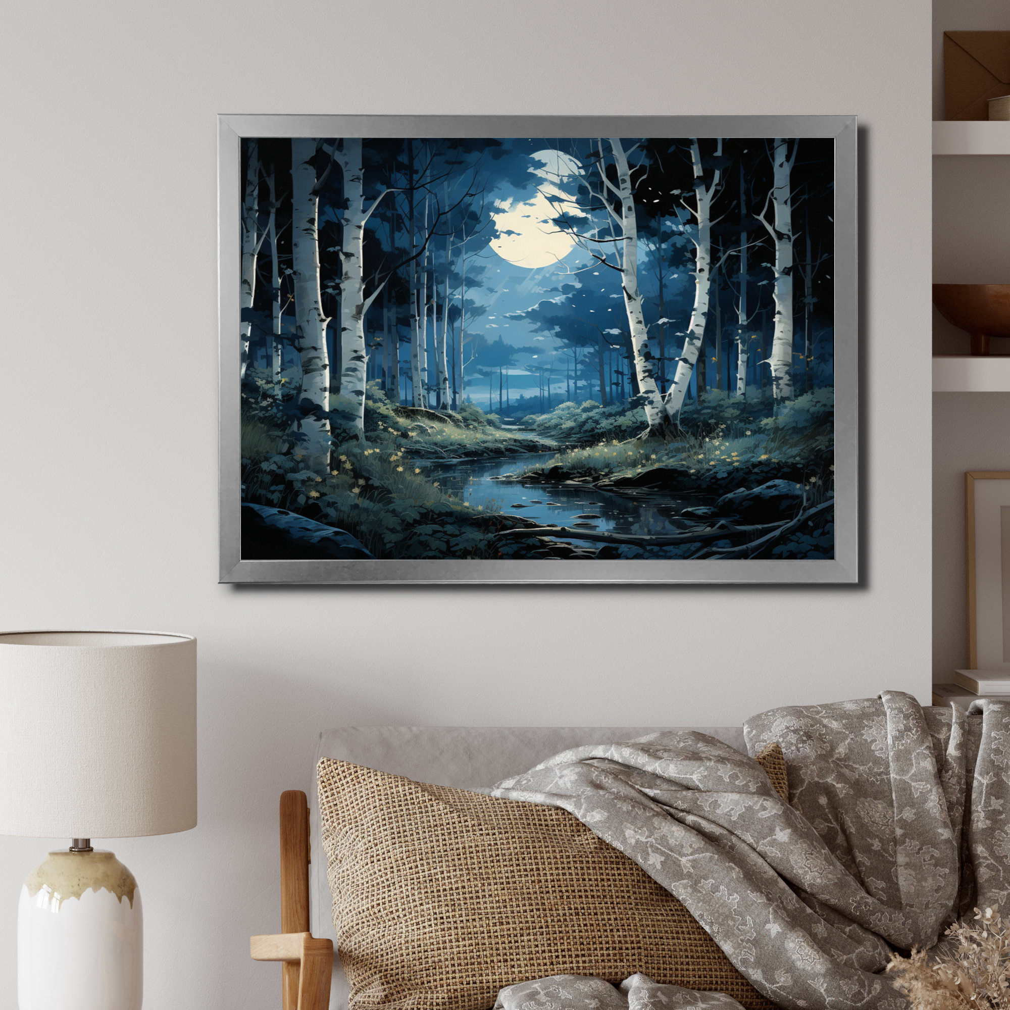 Loon Peak Birch Woods Moonlit Symphony IV - Tree Birch Wall Decor ...