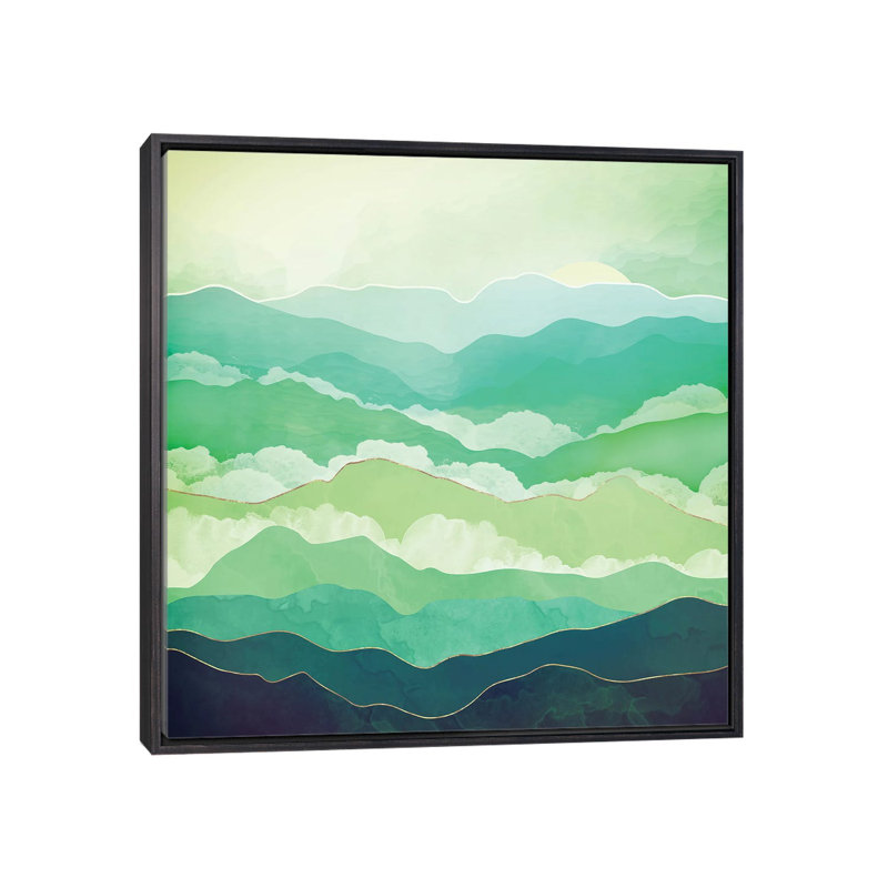 Emerald Spring - impression d'art graphique, Aucun mat, H 26 po x l 26 po x P 1,5 po, Toile avec cadre noir patiné