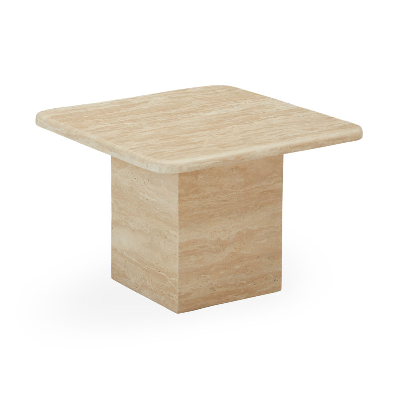 Table de bout à piédestal en pierre, H 13 po x l 18 po x P 18 po