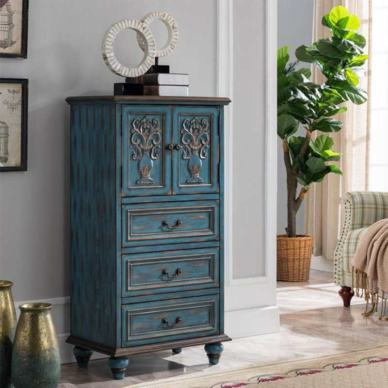 Armoire d'appoint polyvalente de style rustique américain, Brun/bleu