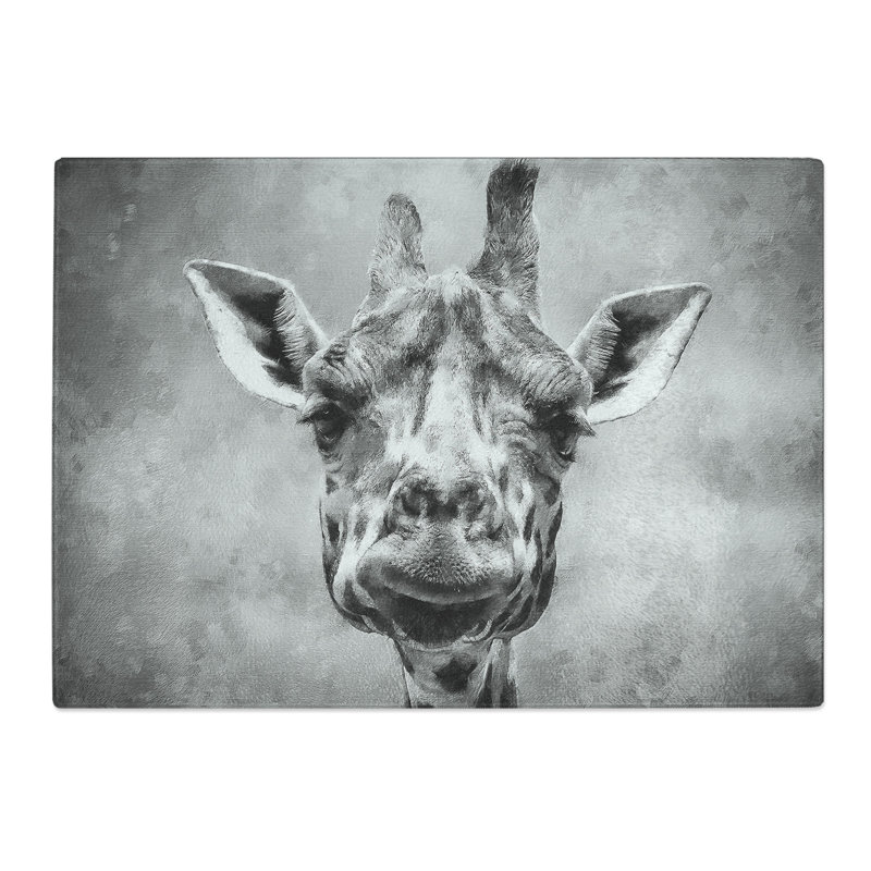 Tempered Glass Wonderful Giraffe Painting Chopping Board, 20 cm x 28.5 cm