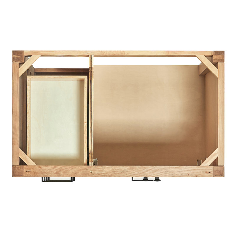 Cambridge 37'' W Single Vanity, Matte Black, Oak, Pure White Quartz