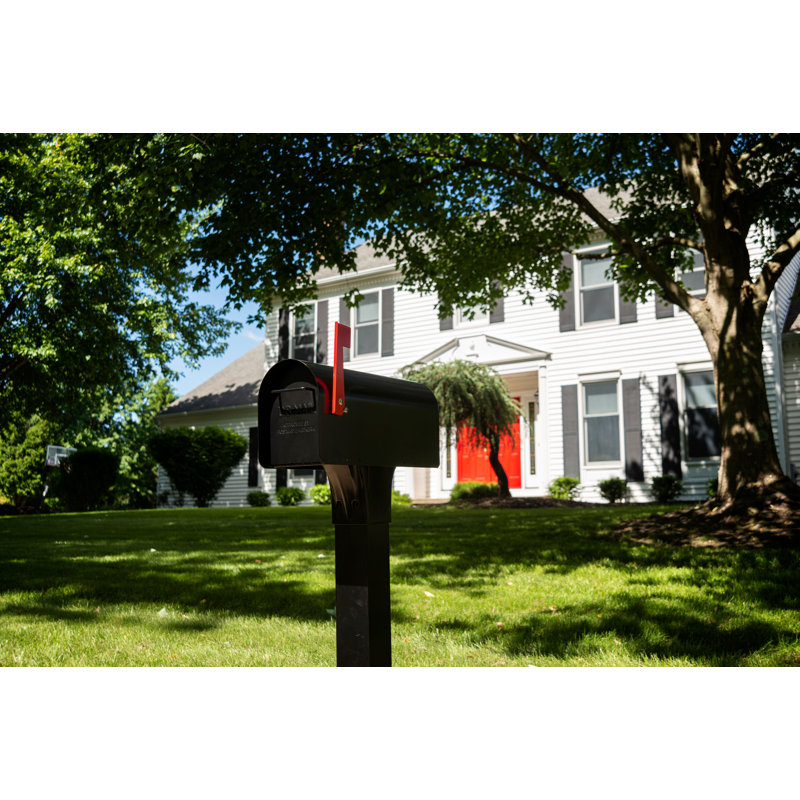 Ironside Black Post-Mount Mailbox with Magnetic Closure