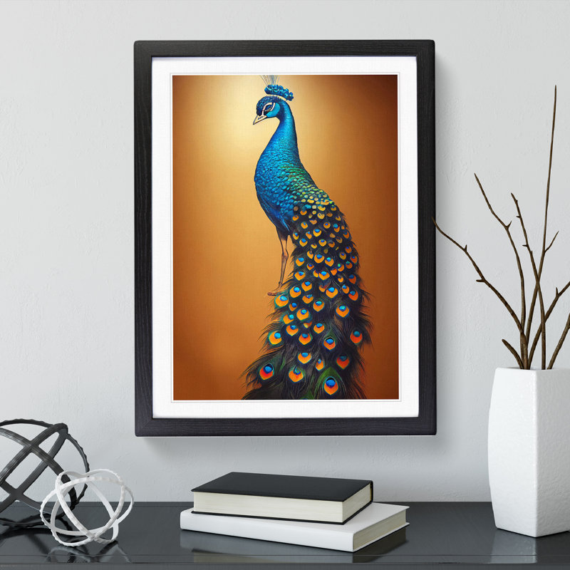 Shimmering Peacock - Framed Print, Black Framed, 64cm H x 46cm W x 2cm D