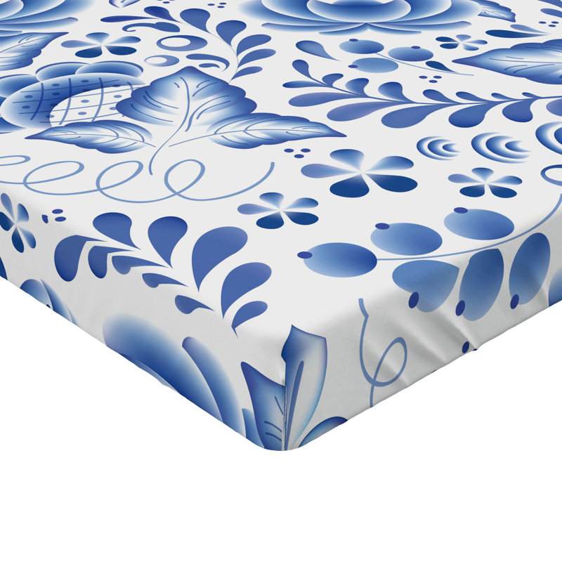 Ensemble de 2 draps-housses Ambesonne, Drap-housse très grand californien, Bleu de cobalt, blanc / floral