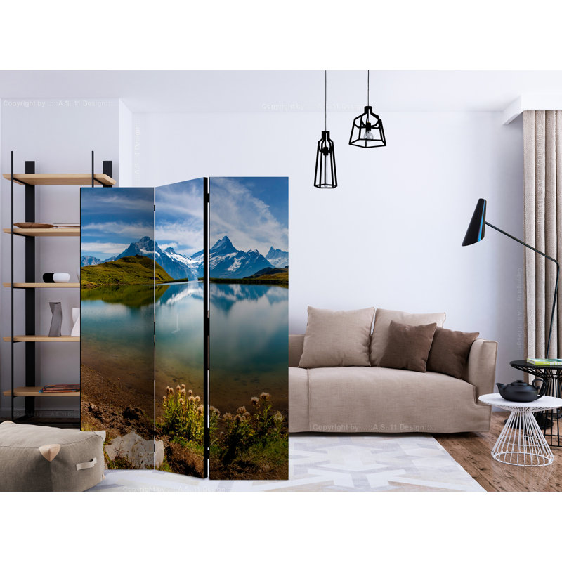 Hanaan 135cm W x 172cm H 3 - Panel Solid Wood Folding Room Divider