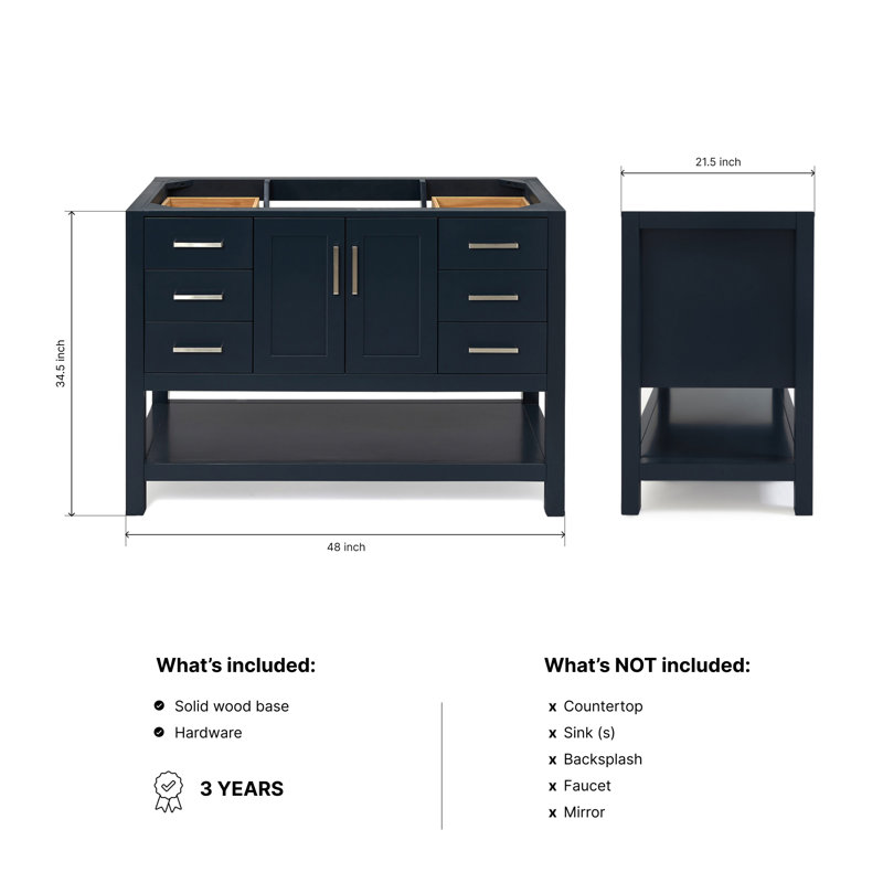 48'' W Single Bathroom Vanity Base, Midnight Blue