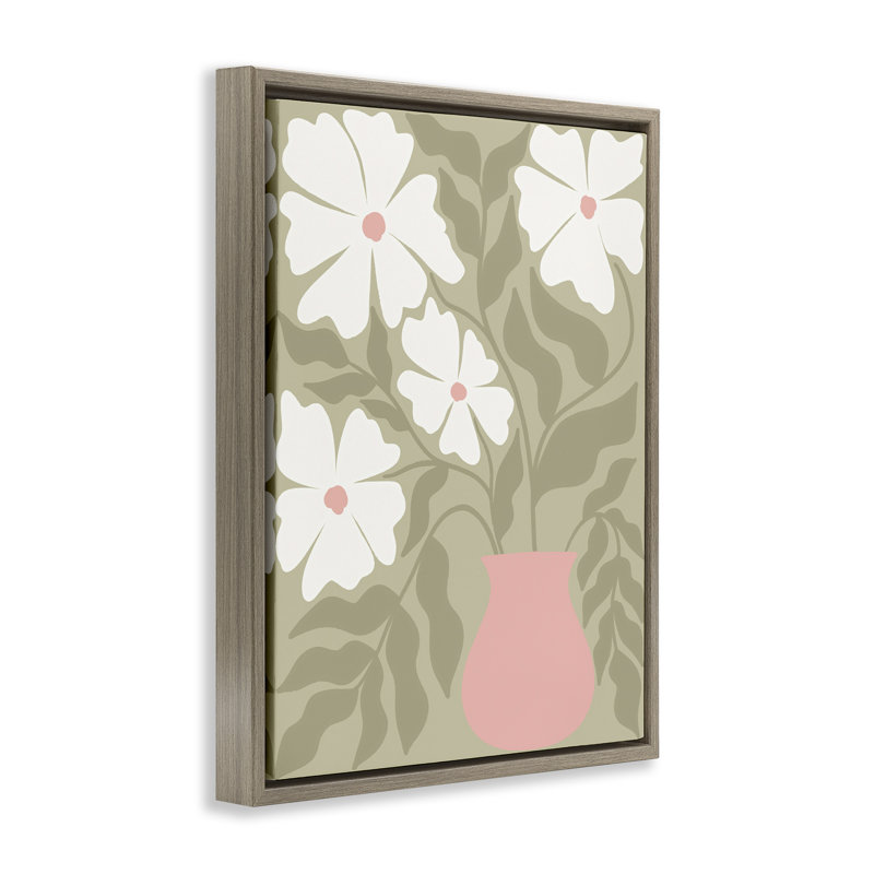 «Funky Pastel Florals», art mural encadré par Taylor Shannon Designs, Cadre flottant orme Montalcino, H 21 po x l 17 po