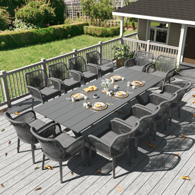 11 Pieces Outdoor Dining Set With Rectangular Dining Table And 10 Chairs