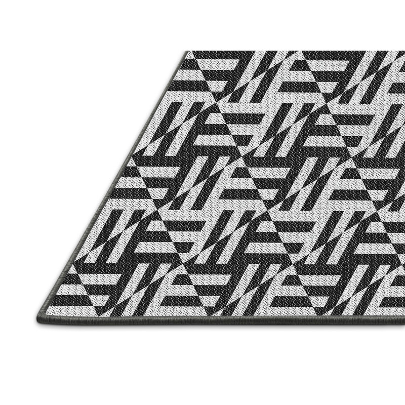 Tapis noir / blanc à motif Kassia, Rectangle 3 pi x 5 pi