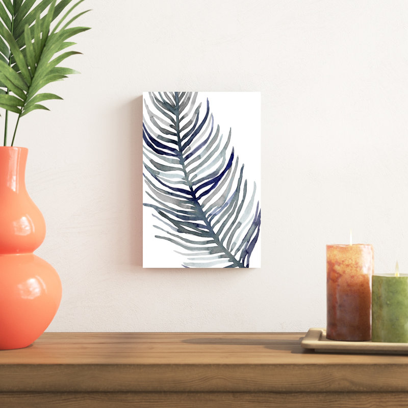 Palmier bleu à plumes I, H 12 po x l 8 po x P 1,25 po