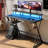 Computer Desk with LED Lights & Power Outlets, Gaming Desk with Monitor Stand and Storage Shelves-1211718334