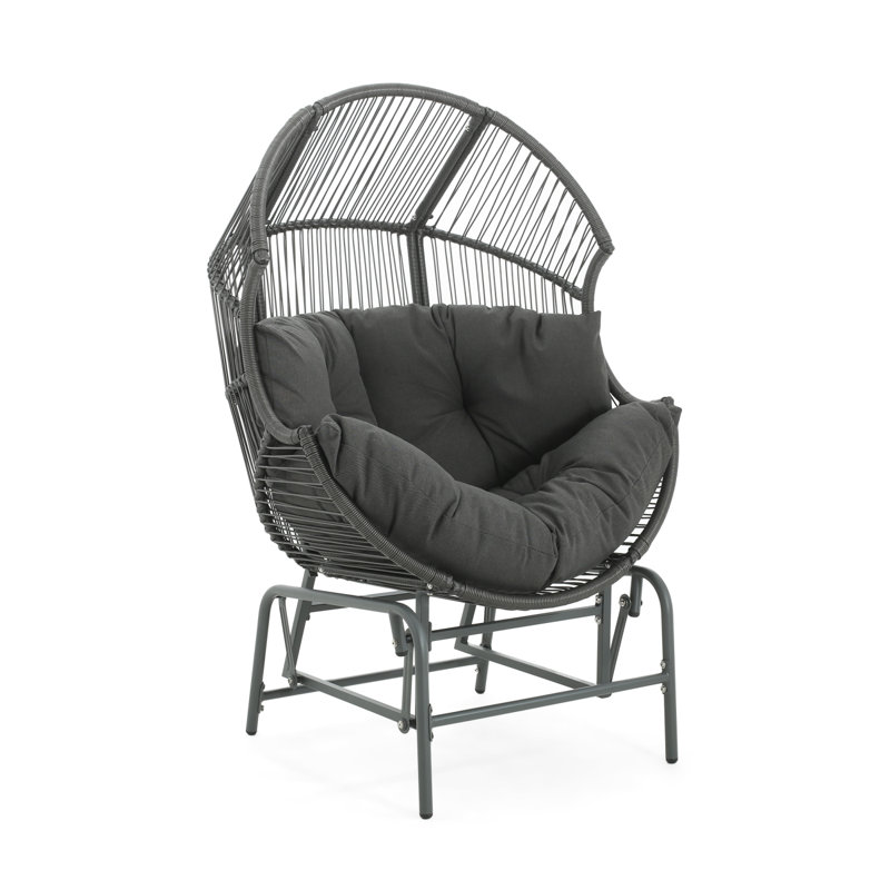 Fauteuil oscillant d'extérieur en osier Palos, Gris foncé, Noir