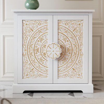 Buffet 31,5 "rétro avec portes en relief dorées à la main avec tablettes réglables