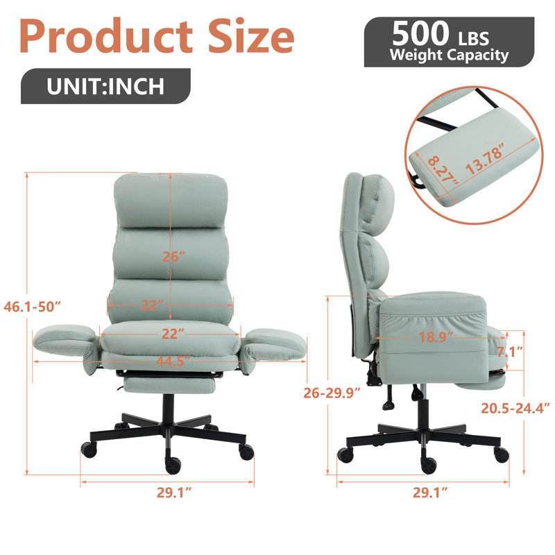 Fauteuil de bureau en cuir de polyuréthane Pu, Sarcelle
