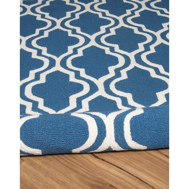 Hand Hooked Wool Geometric Indoor Rug, Rectangle 5' x 7'