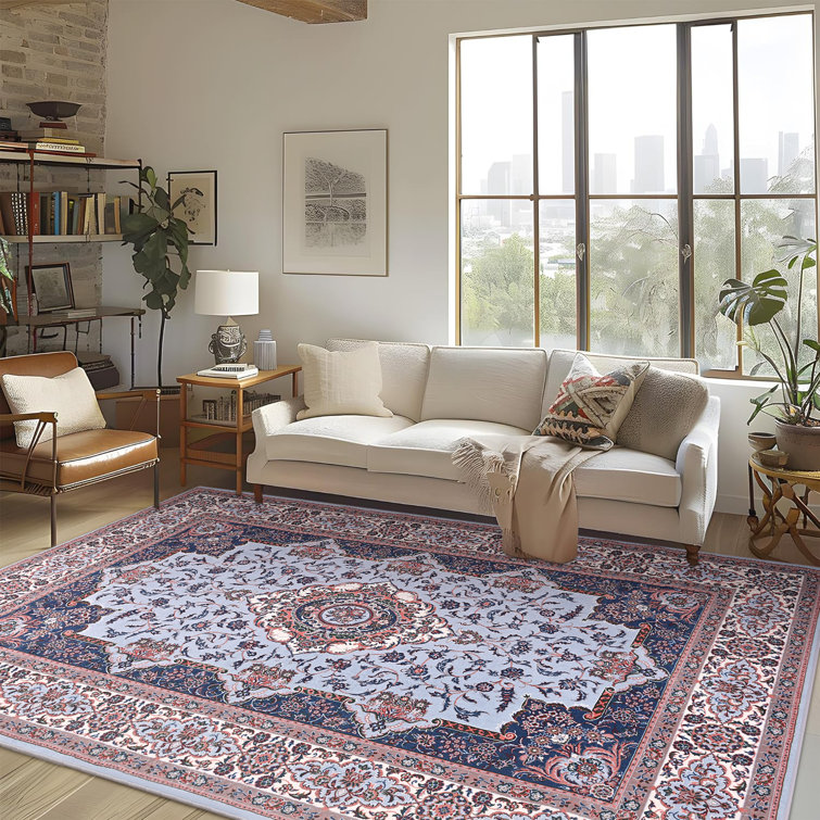 Fillender Washable Soft Vintage Rug Fashion Floral Rug For Living Room Dorm Decor