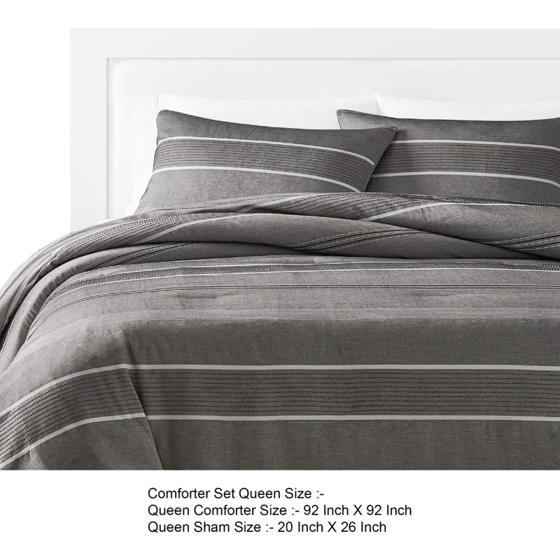 3 Piece Comforter Set, Queen Comforter + 2 Throw Pillow
