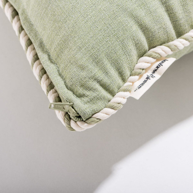 Indoor/Outdoor Pillow Cover & Insert, Green/White, Square 18"