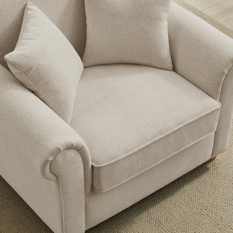 Divanique 40.94'' W Upholstered Accent Chair, Beige Chenille