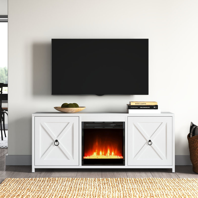 Granger TV Stand for TVs up to 65" with Fireplace Included, White
