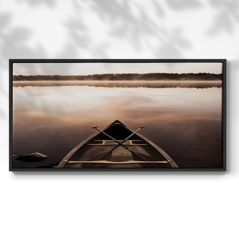 «Dawn On The Lake», toile tendue avec châssis, prête à être accrochée, H 21 po x l 41 po