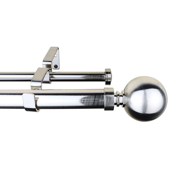 Tringle à rideaux double Elssa, Argent, 84" - 120"
