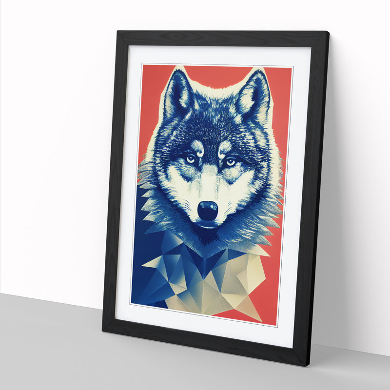 FRM-V0523-2920X Wolf Polygon - Single Picture Frame Print, 64cm H x 46cm W x 2cm D, Black
