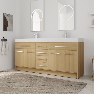 72'' Double Bathroom Vanity with Resin Top