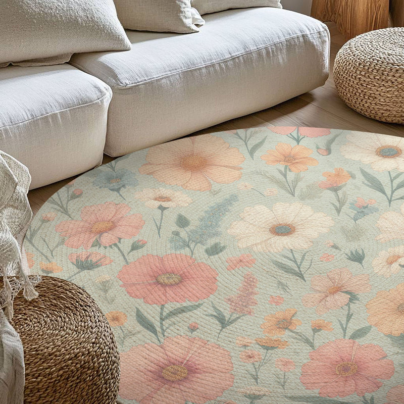 Tapis tressé Garden of Blooms, Rond 5 pi