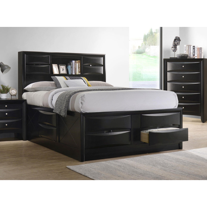 Briana Eastern Platform Storage Bed Black, California King
