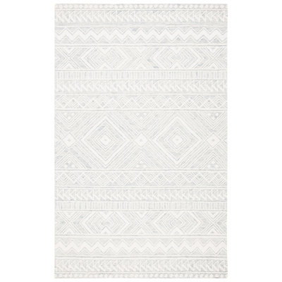 Tapis gris clair / ivoire en laine touffeté à la main Kyndall Southwestern