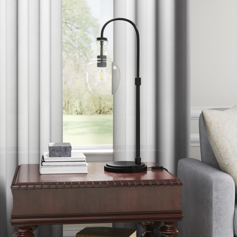 Verona Metal Arched Lamp, Clear, Blackened Bronze