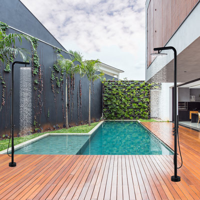 91" H Brass Freestanding Outdoor Shower and Footwash Spout